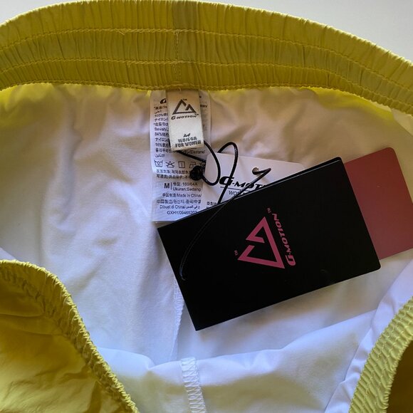 G-Motion Cargo Skort Womens Sz M Yellow Elastic Waist Pockets Lightweight Nylon - Picture 2 of 8
